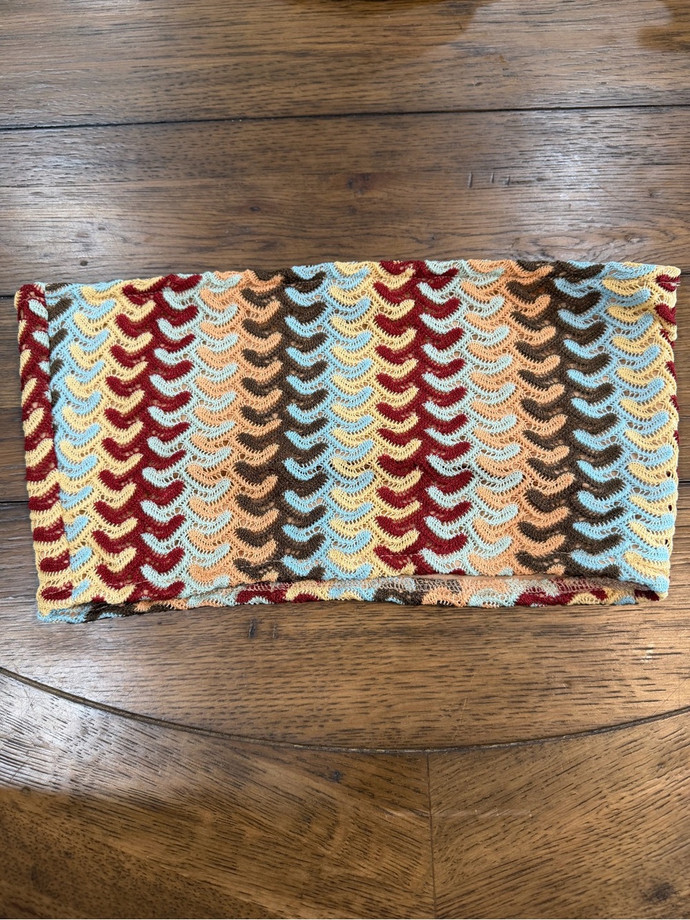 Crochet Knit Multicolor Strapless Crop Top